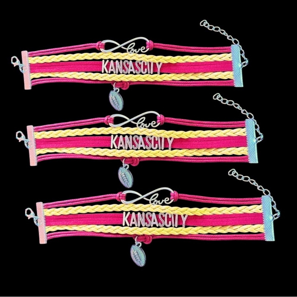 Kansas City Chiefs Super Bowl Champs bundle bracelets set of 3 dangle football